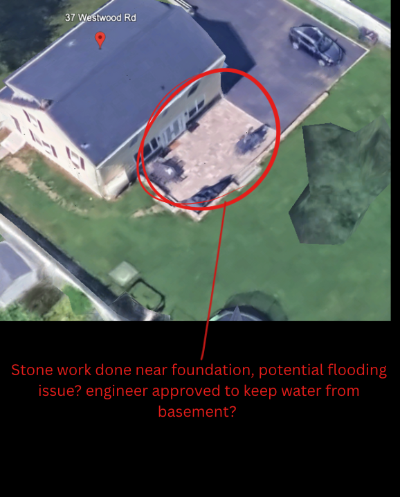 Rear patio and foundation area alterations at 37 Westwood Road Stamford Connecticut